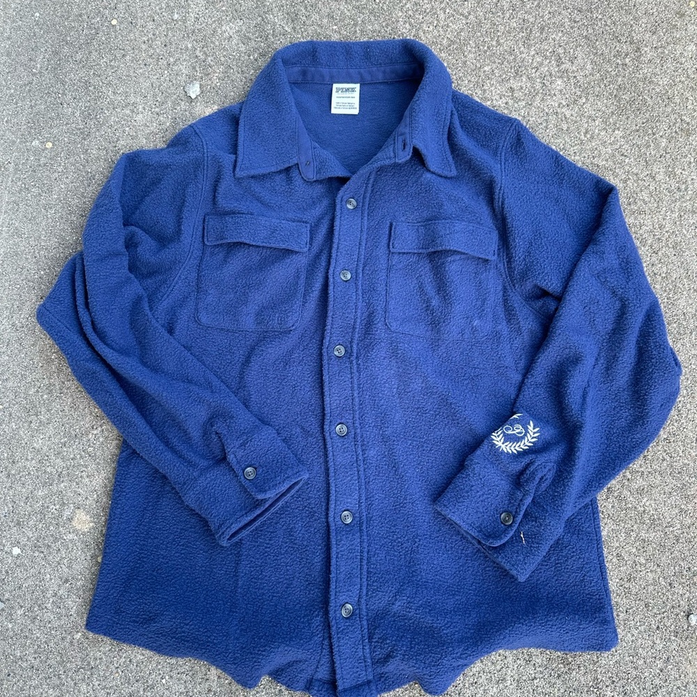 PINK Victoria's Secret Blue Button-Up Fleece Shirt size XS